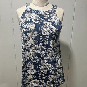 Women's Fortune + Ivy Blue and White Floral Halter Top – XS Stretchy and flowy